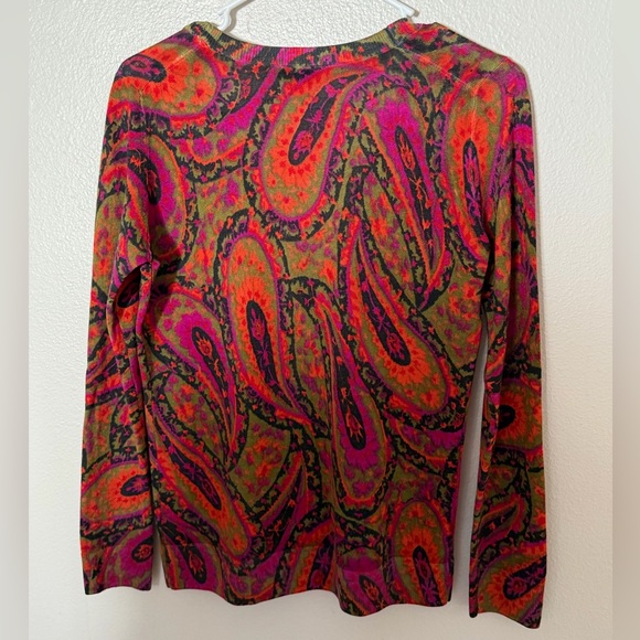 Talbots Multicolor Paisley Merino Wool Cardigan Women’s P bohemian whimsigoth - Picture 4 of 4